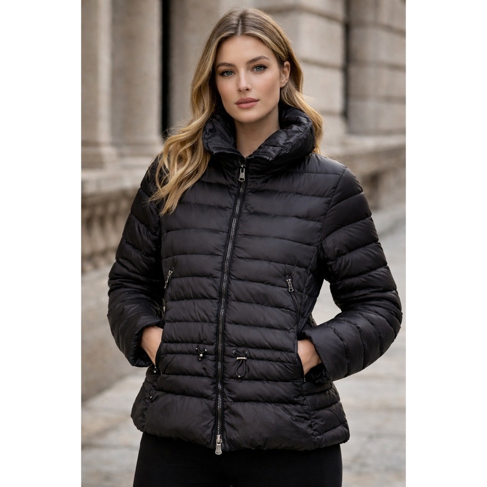 RLX Ralph Lauren Down Puffer Jacket Womens Large Black Quilted Full Zip Pockets